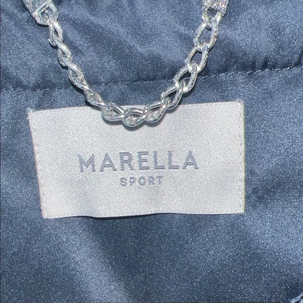 MARELLA Dark Blue Bomber Jacket with Floral Embroidery - Picture 3 of 6